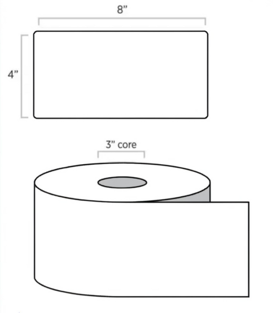 4" x 8" Direct Thermal White Paper Label, 3200 per case